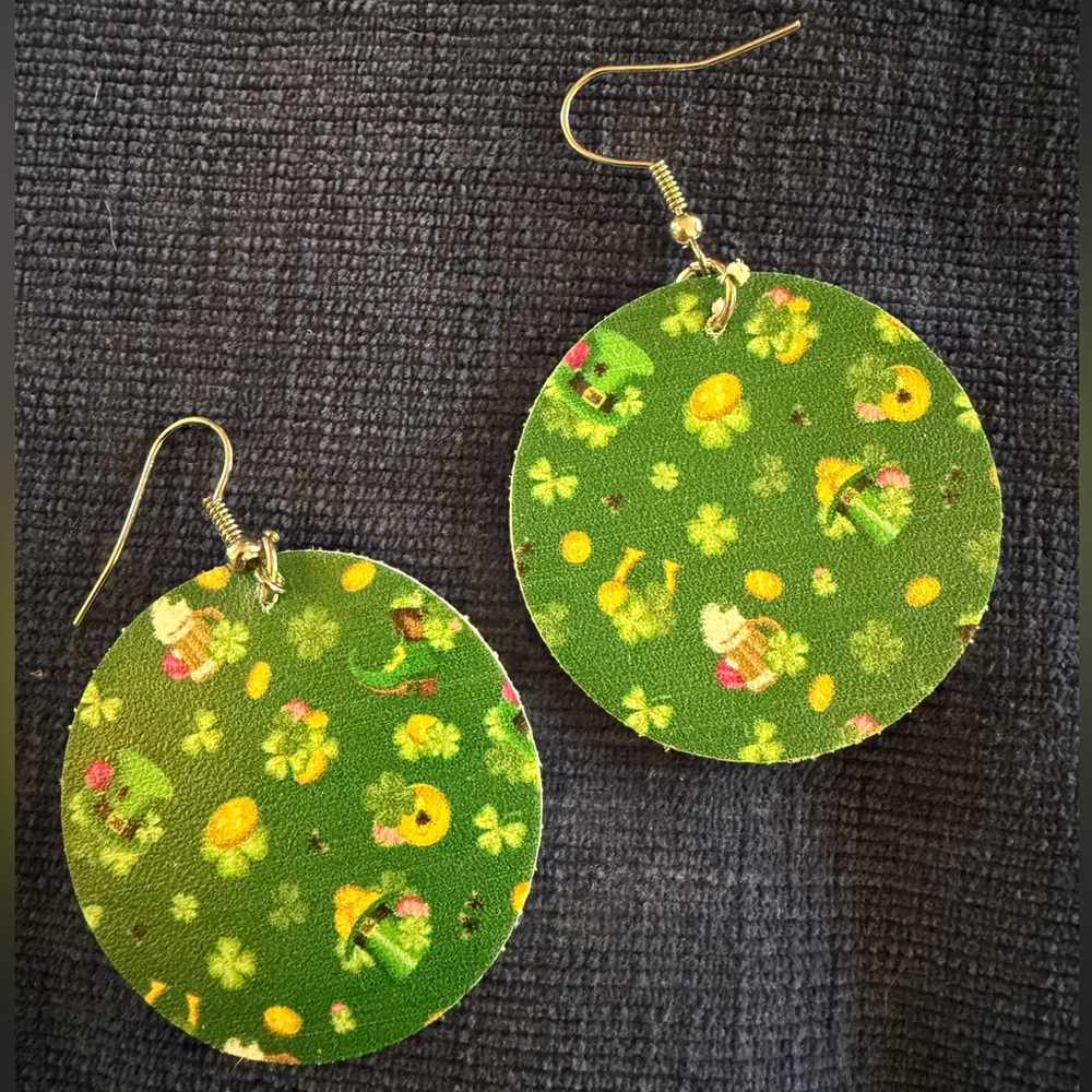 Green St Patrick’s Day Patterned Earrings